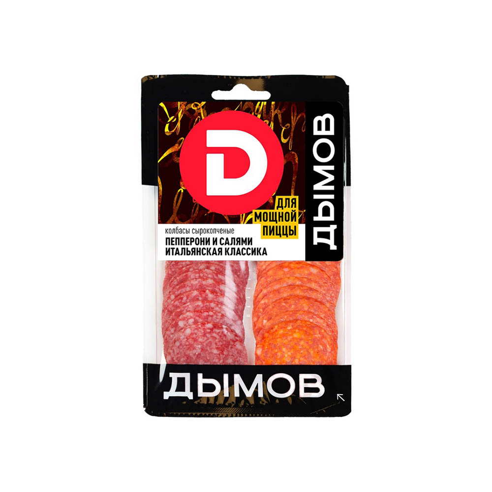Ассорти Пепперони+Салями Итальянская с/к нарезка 90 гр.шт Дымов*