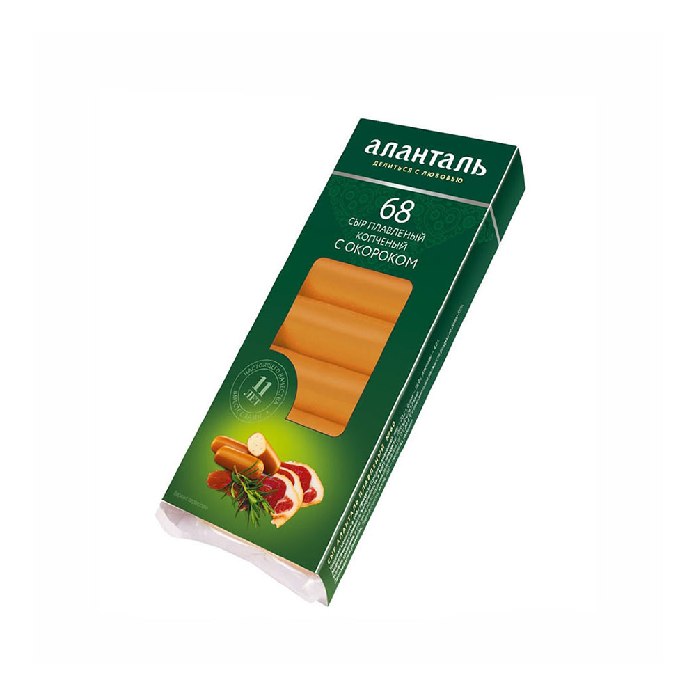 Сыр плавленый Аланталь №68 40%.(с окороком) батончики 140г шт 120 сут*