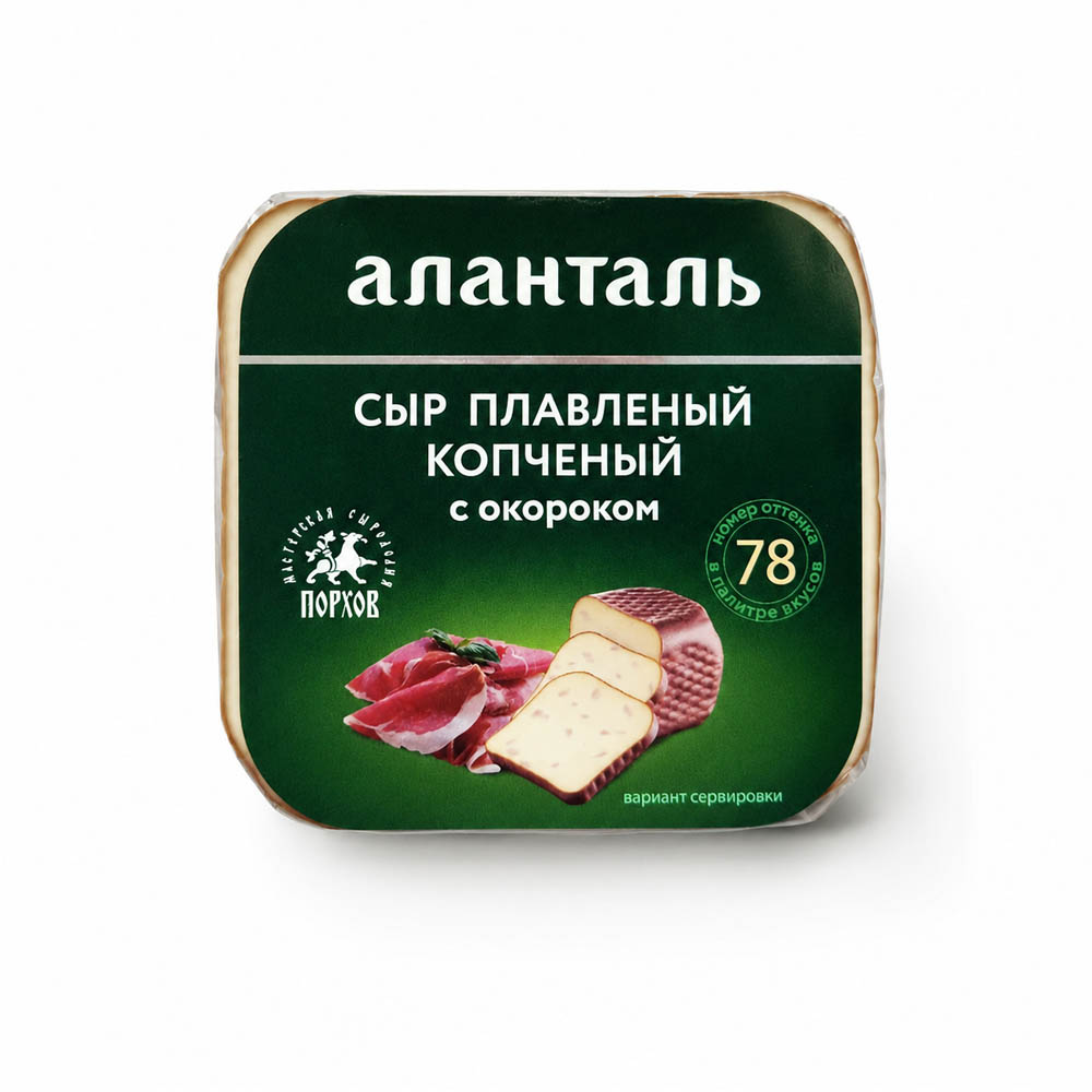 Сыр плавленый Аланталь №78 40%(с окороком), квадрат 195г шт*